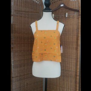 NWT Abound orange asterisk floral linen crop top size XS